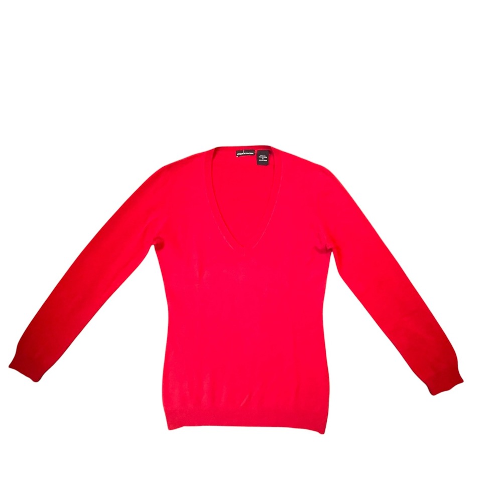 Moda Intl Sweater Women S Red Silk Cashmere VNeck Long Sleeve Minimalist Classic